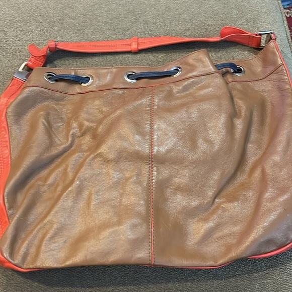 BODEN Genuine Leather Orange Brown Shoulder Handbag Purse (TD) - Picture 5 of 10